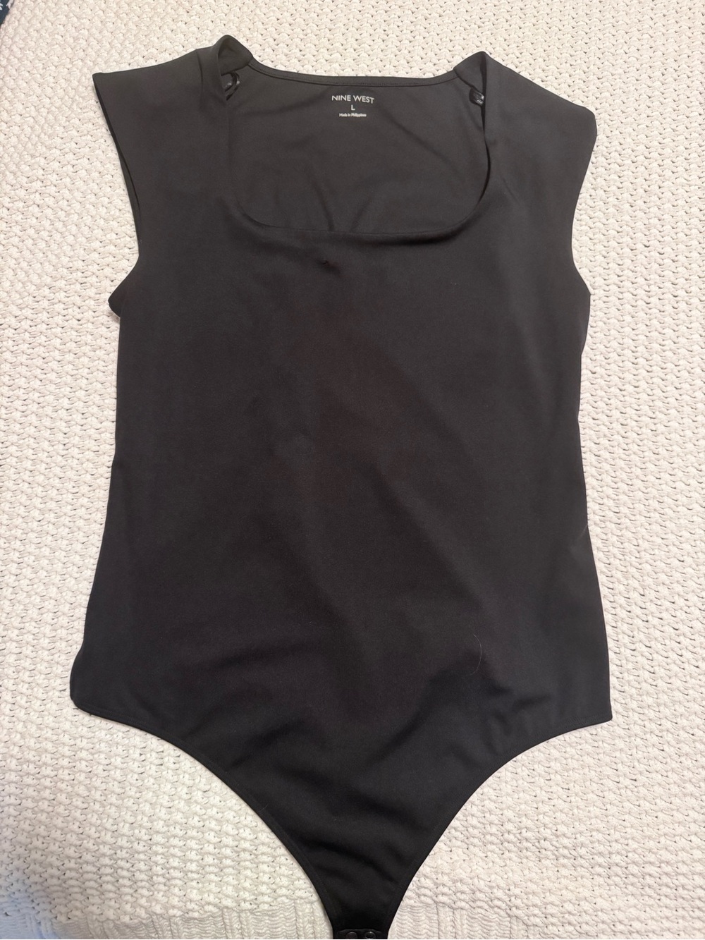 Nine West Black Scoop Neck Cap Sleeve Bodysuit